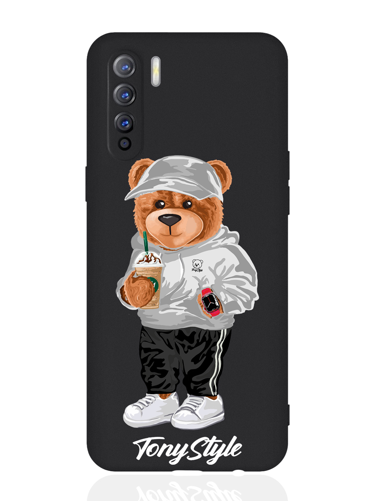 

Чехол для смартфона Oppo A91/ Oppo Reno3 черный силиконовый Tony Style с кофе, Серый;белый;черный