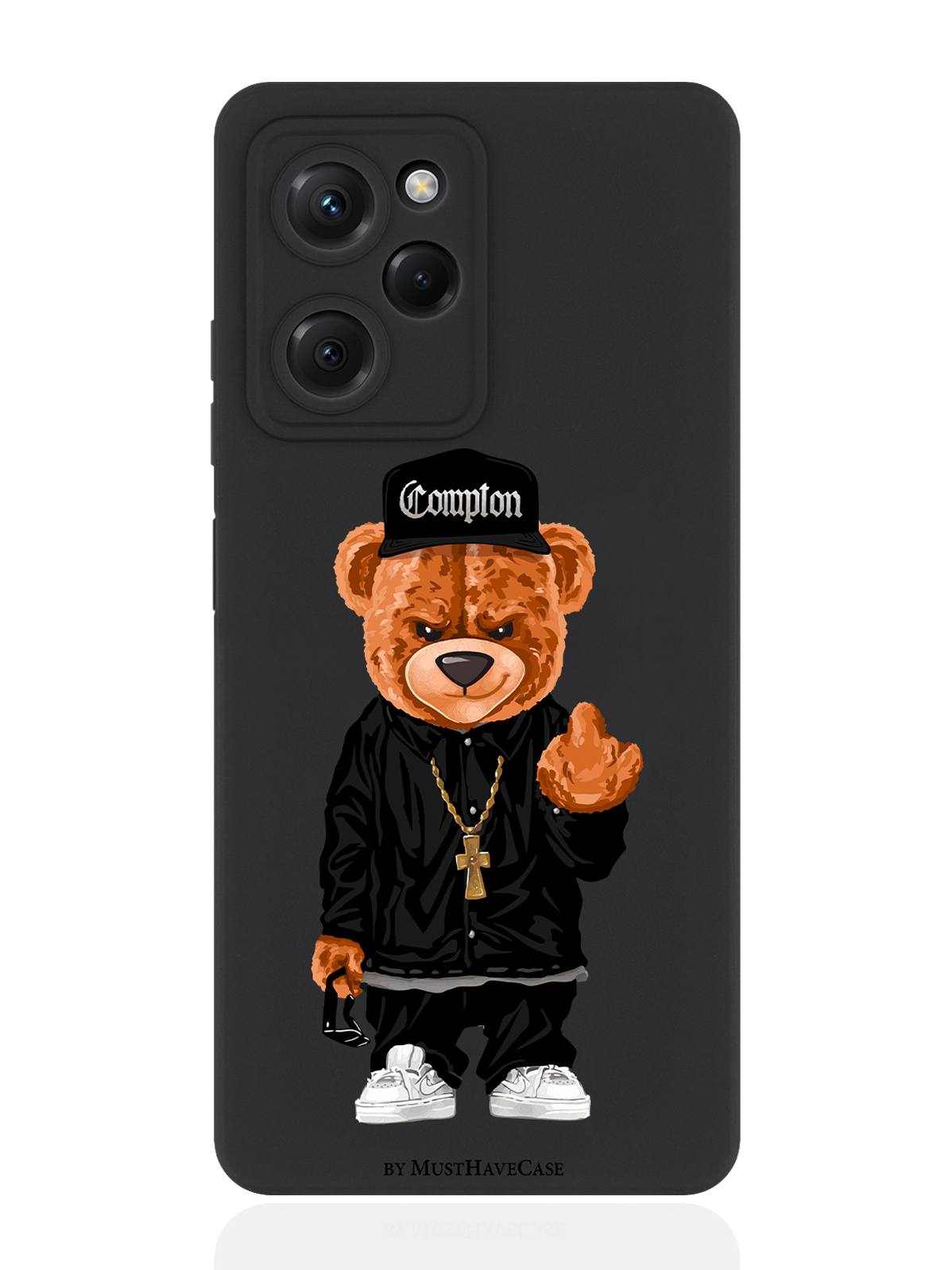 Чехол для смартфона Xiaomi Poco X5 Pro 5G черный силиконовый Мишка Compton