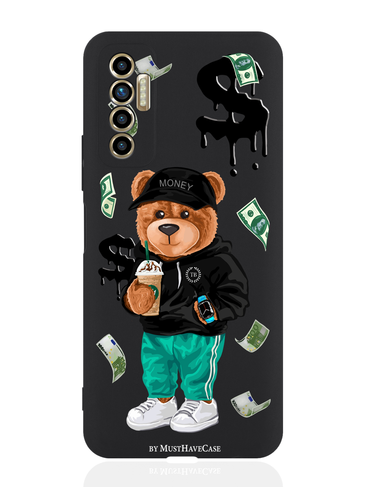 

Чехол для смартфона Tecno Camon 17P черный силиконовый Tony Bear/ Мишка Тони, Черный;зеленый;коричневый