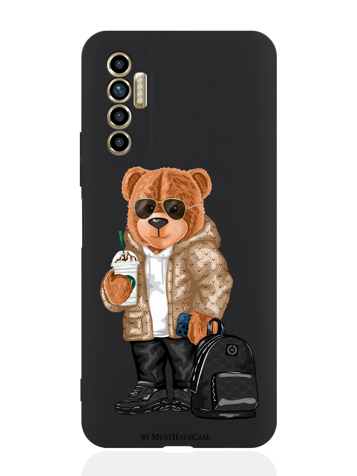 

Чехол для смартфона Tecno Camon 17P черный силиконовый Tony Style в очках, Коричневый;черный;белый
