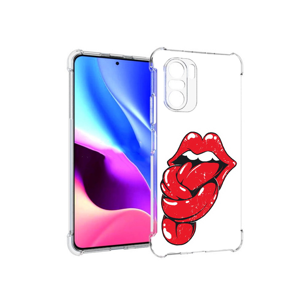 

Чехол MyPads Tocco для Xiaomi Redmi K40 яркие губы с языком (PT158239.260.705), Прозрачный, Tocco