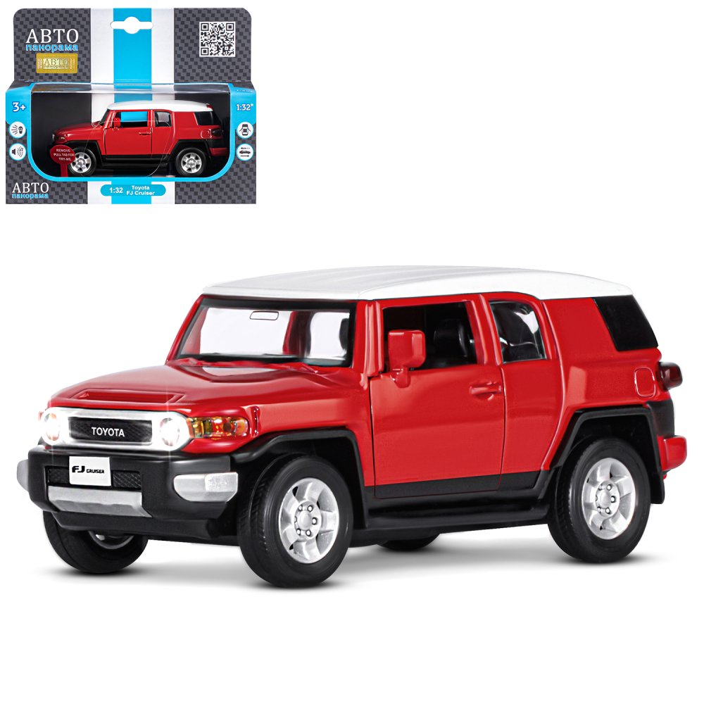 фото Машинка инерционная автопанорама м1:32, toyota fj cruiser красный, jb1251289