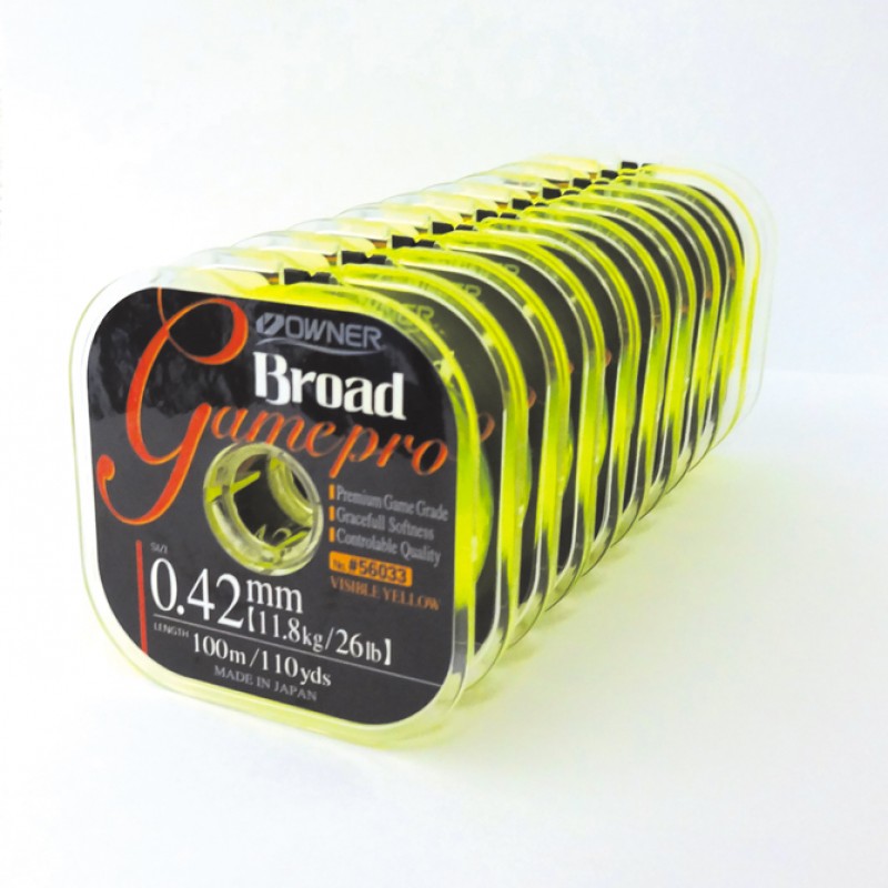 

Леска Owner Broad Game Pro yellow 100м 0,22мм 3,24кг, Желтый, 56033
