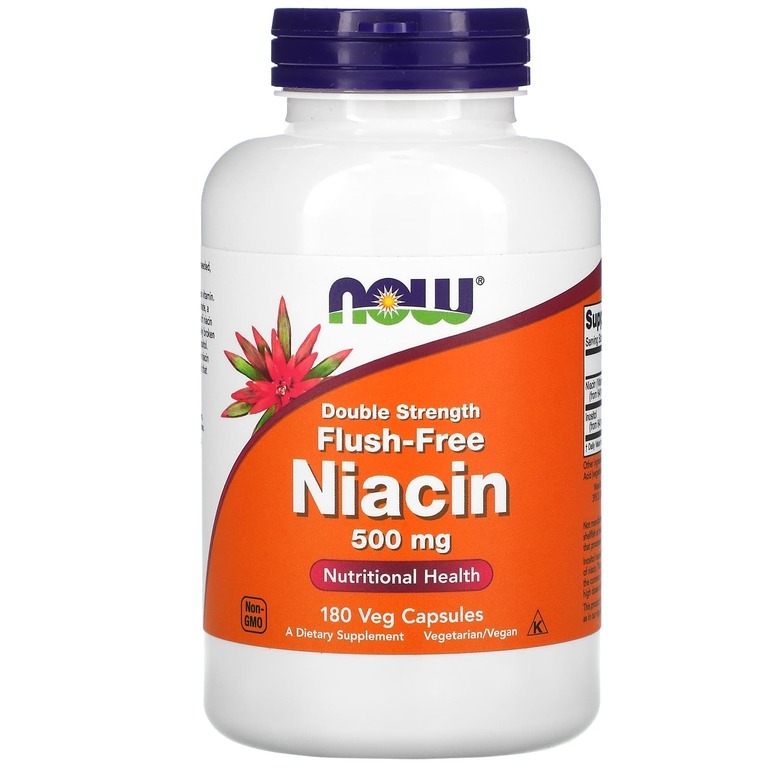 

Ниацин NOW Double Strength Flush-Free Niacin капсулы 500 мг 180 шт.