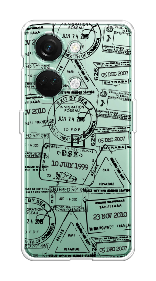 

Чехол на OnePlus Nord 3 "Visa stamps 2", Белый;черный;серый, 154050-2