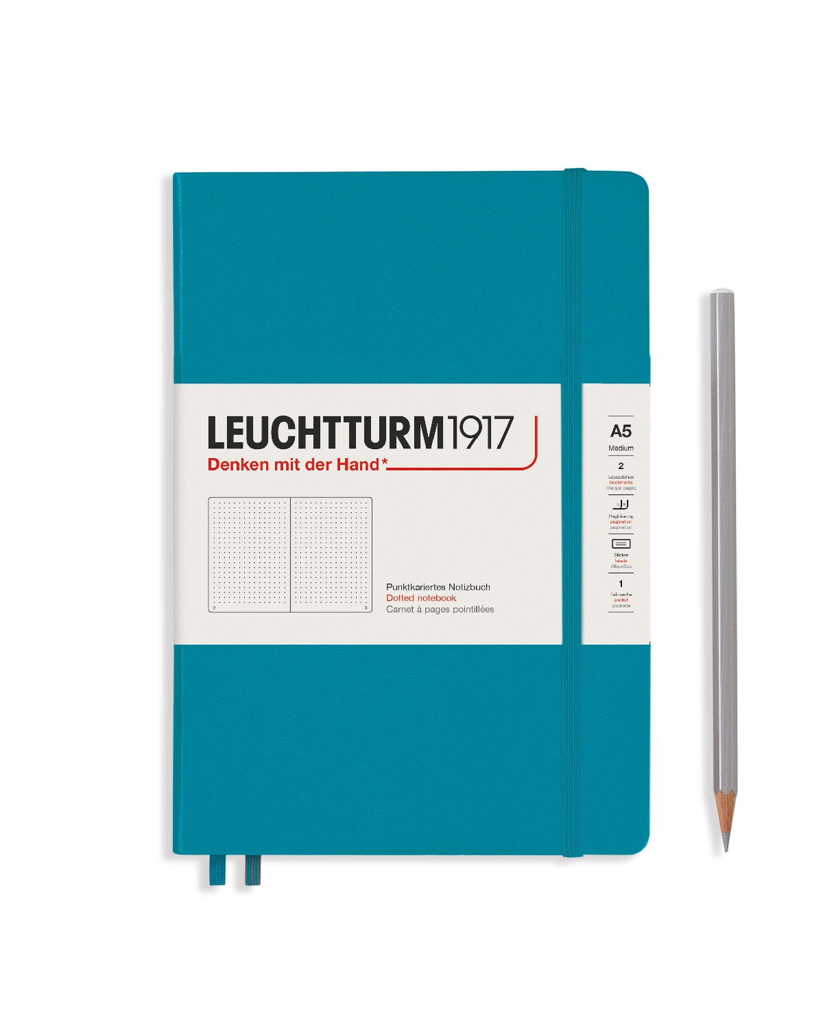 

Блокнот Leuchtturm Smooth Colours А5 (в точку) 125л синий океан твердая обложка