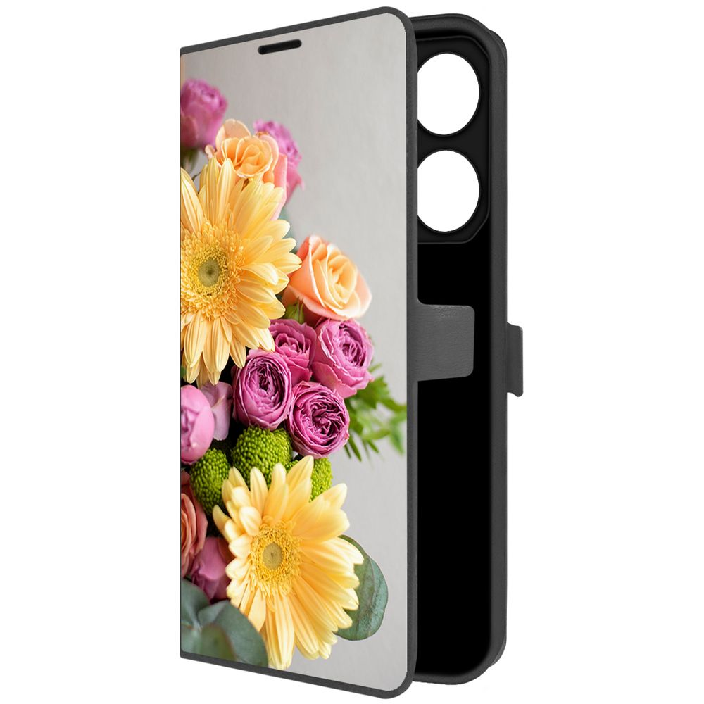 

Чехол-книжка Krutoff Eco Book для TECNO Pova 6 Pro Букет (черный)