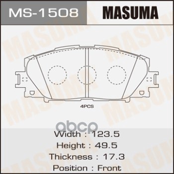 

Колодки тормозные TOYOTA 05- передн. MASUMA MS-1508