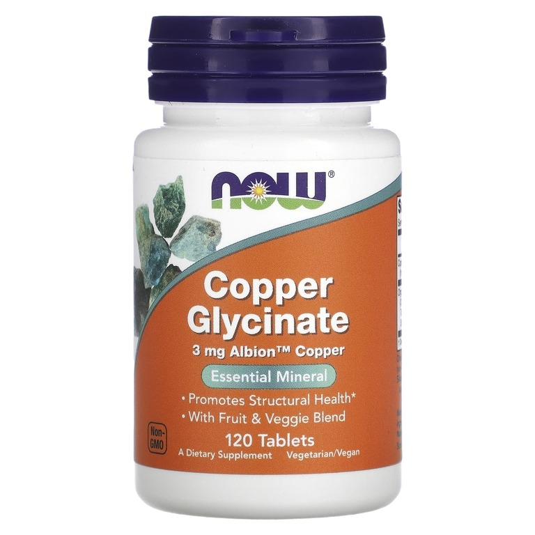 

Глицинат меди NOW Copper Glycinate 3 мг таблетки 120 шт.