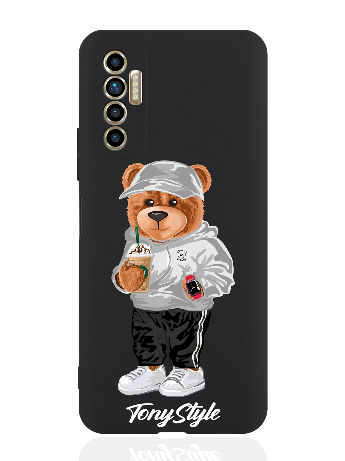 

Чехол для смартфона Tecno Camon 17P черный силиконовый Tony Style с кофе, Серый;белый;черный