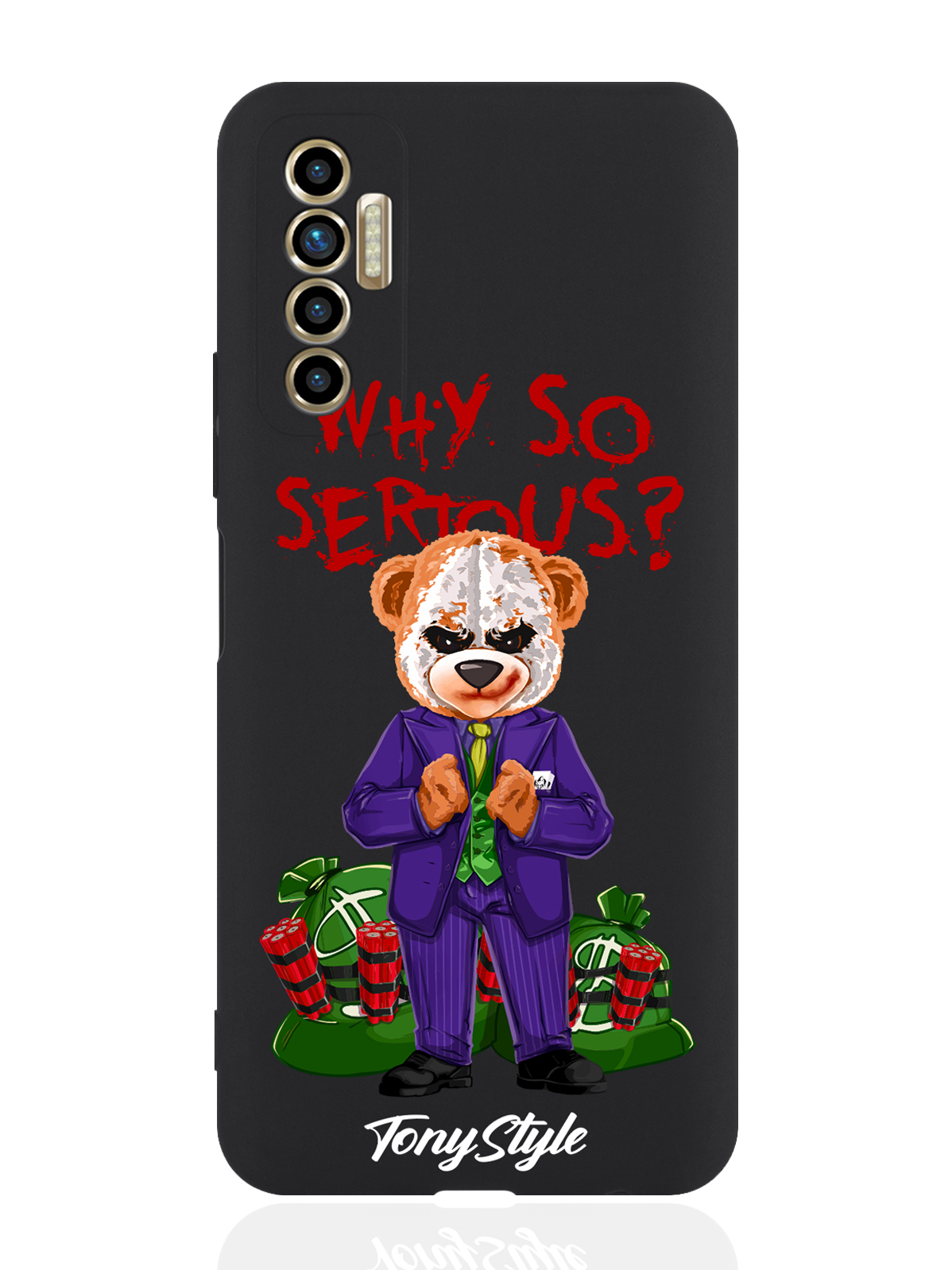 

Чехол для смартфона Tecno Camon 17P черный силиконовый Tony Style Why so serious, Разноцветный