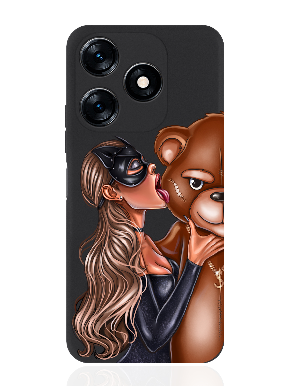 

Чехол для смартфона Tecno Spark 10/10C черный силиконовый Кошечка и мишка, Черный;коричневый