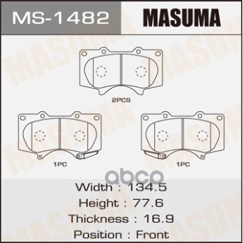 фото Колодки тормозные toyota land cruiser prado (j120, j150) 03-; mitsubishi pajero 06- передн masuma