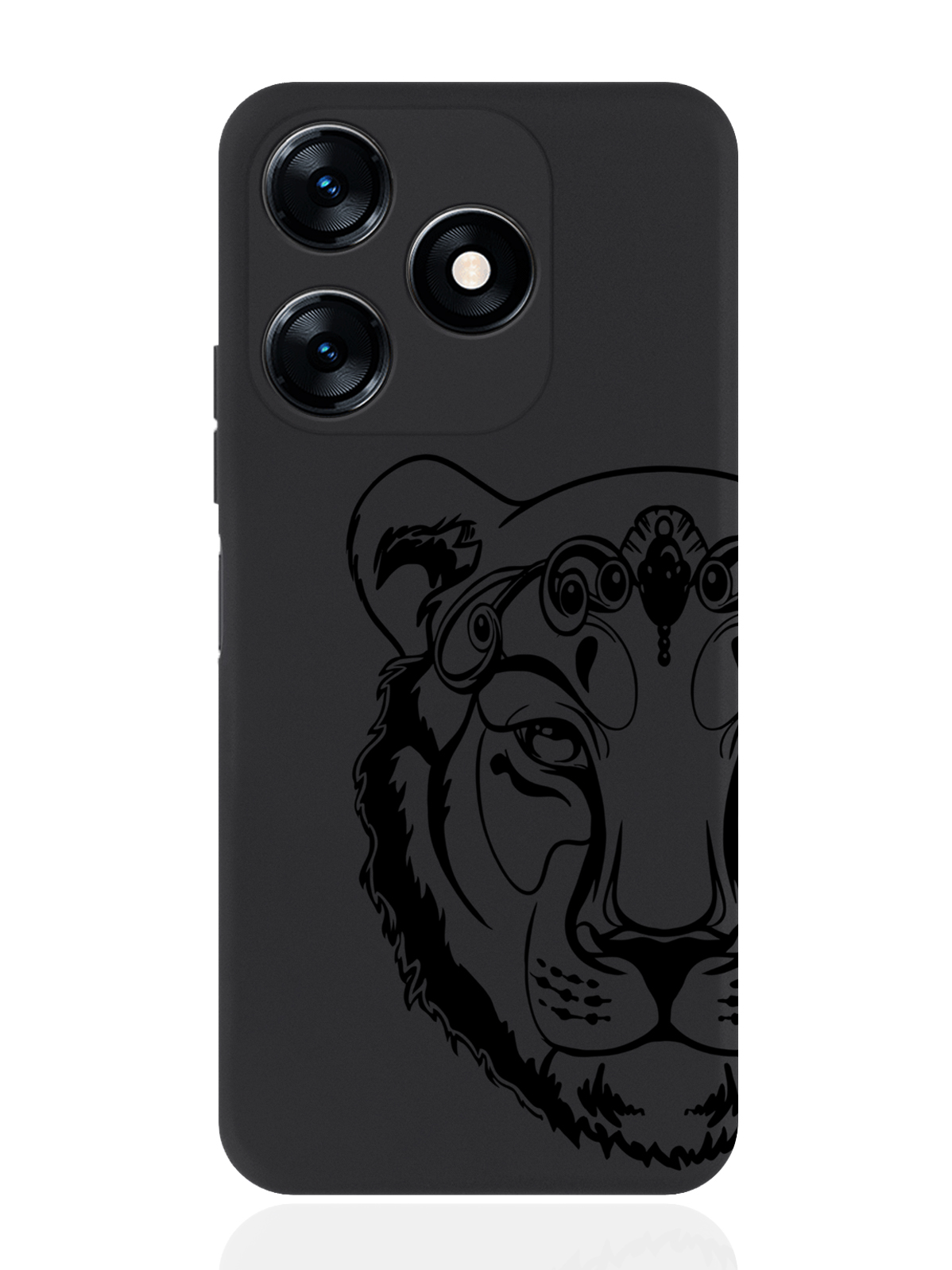 

Чехол для смартфона Tecno Spark 10/10C черный силиконовый Львица