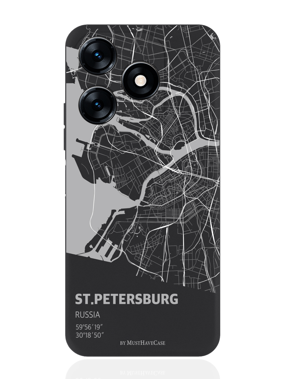 

Чехол для смартфона Tecno Spark 10/10C черный силиконовый Карта Санкт-Петербурга, Серый;черный