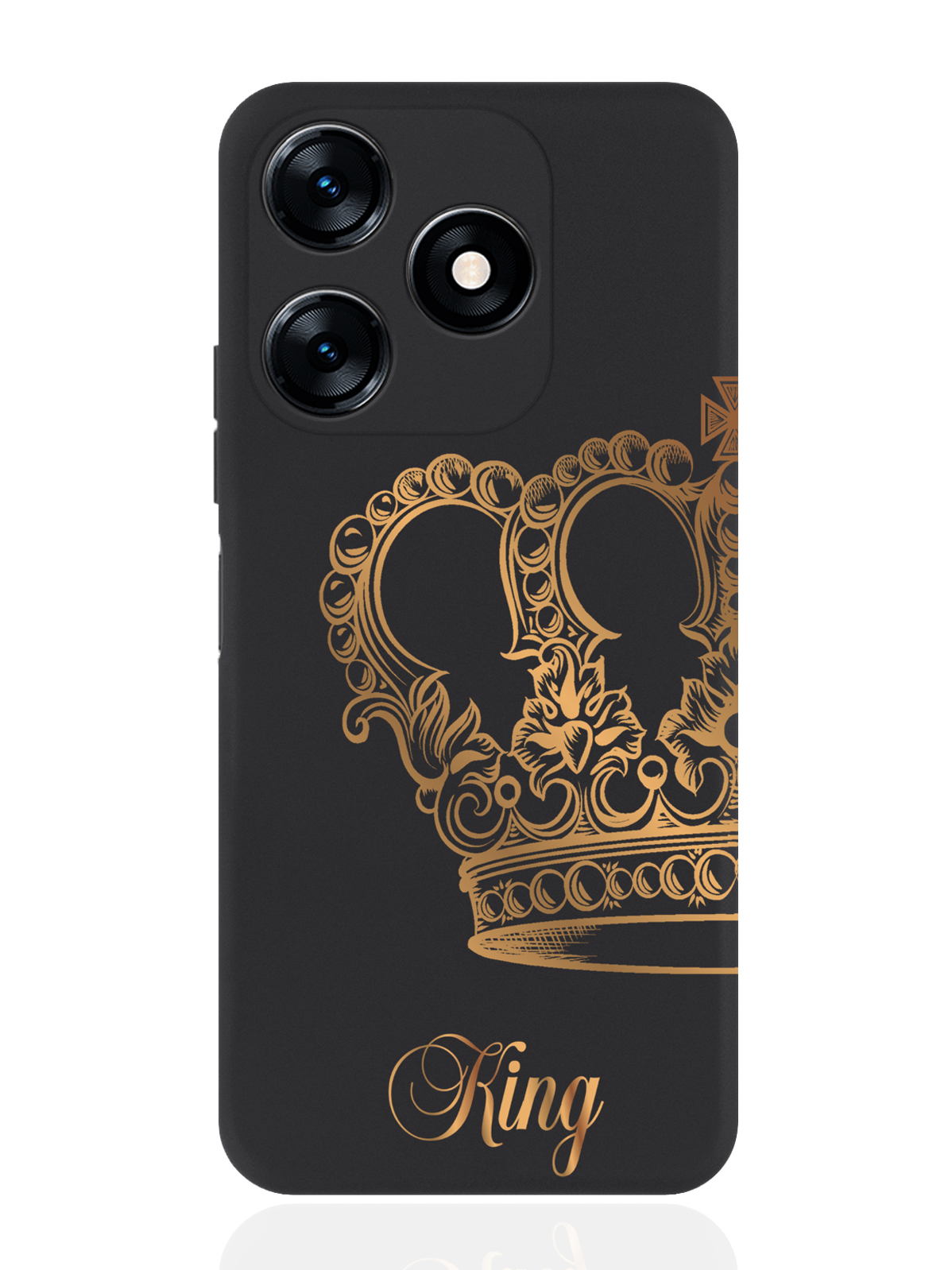 

Чехол для смартфона Tecno Spark 10/10C черный силиконовый Парный чехол корона King