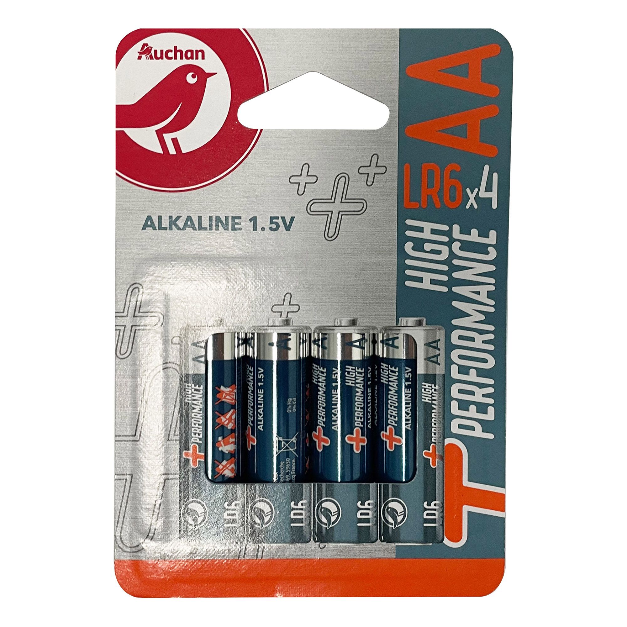 Батарейки АШАН Красная птица Premium алкалиновые AA LR06, 4 шт