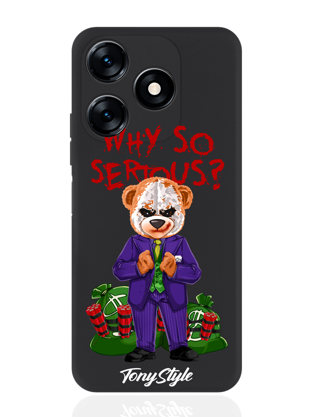 

Чехол для смартфона Tecno Spark 10/10C черный силиконовый Tony Style Why so serious, Разноцветный