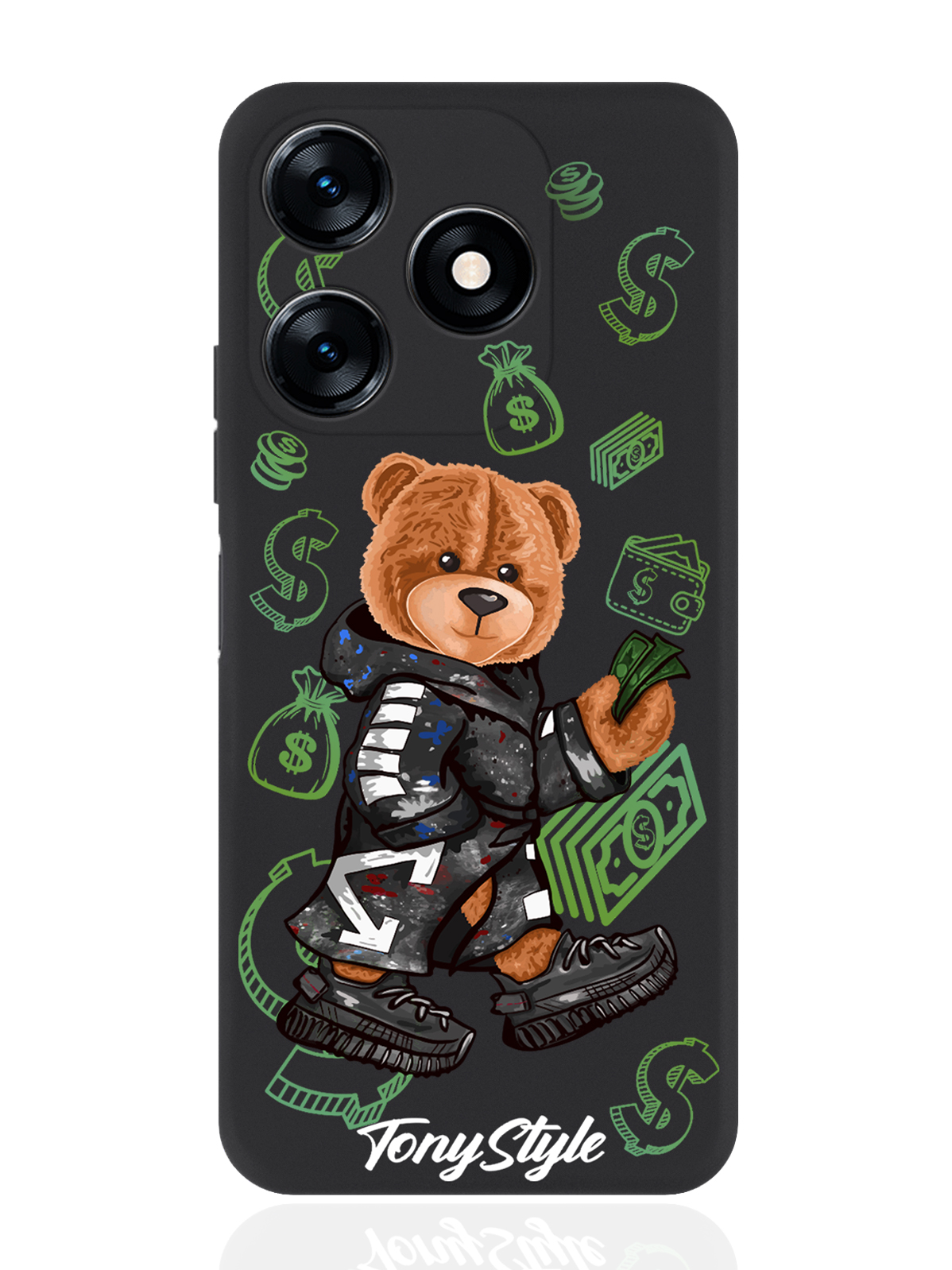 

Чехол для смартфона Tecno Spark 10/10C черный силиконовый Tony Style Деньги, Коричневый;черный;зеленый