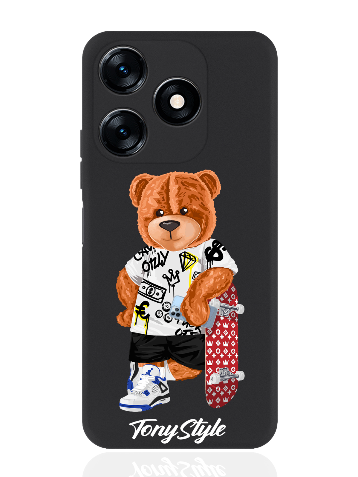 

Чехол для смартфона Tecno Spark 10/10C черный силиконовый Tony Style со скейтом, Коричневый;черный;красный