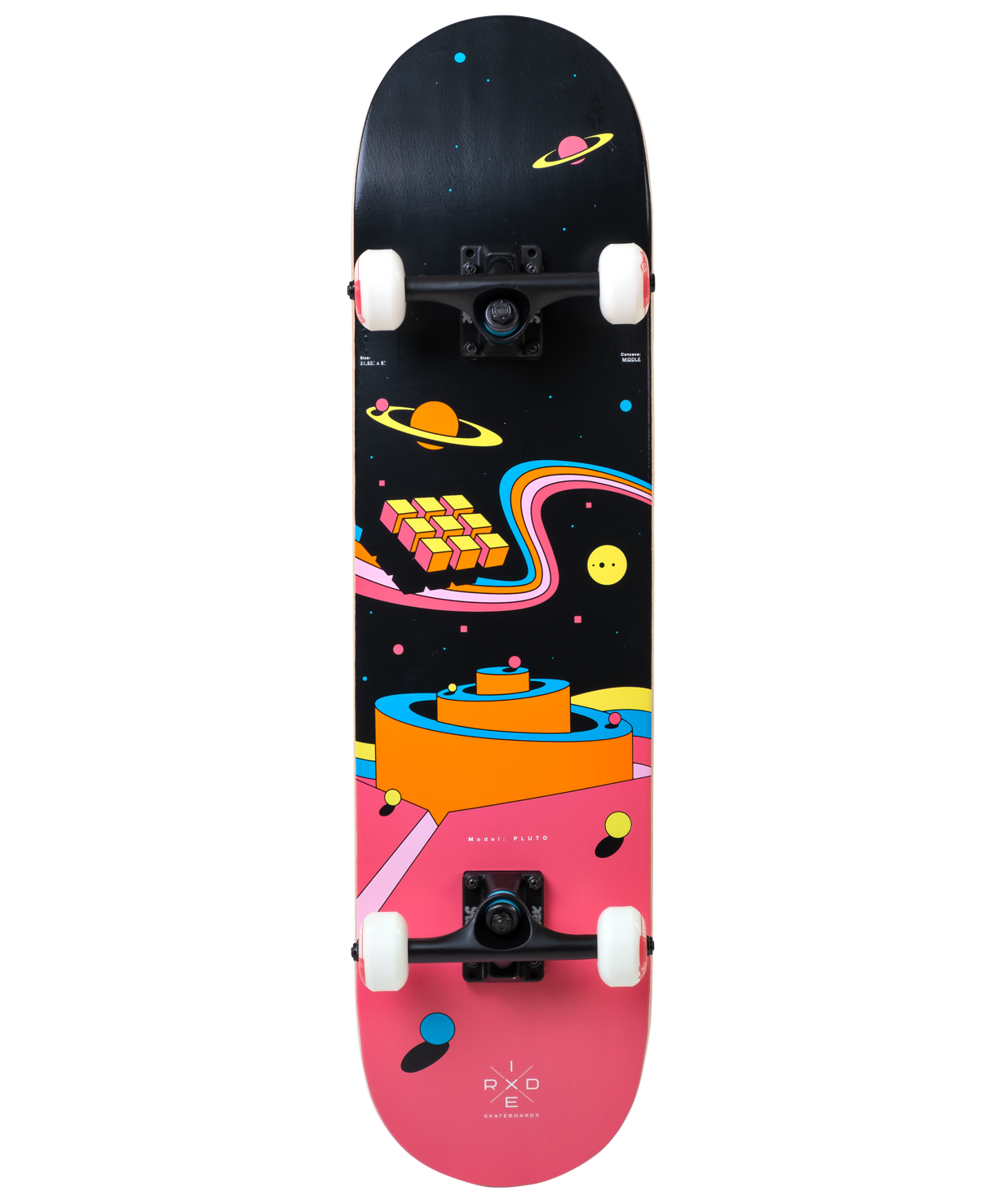 фото Скейтборд ridex pluto 81х20 см, черный/розовый