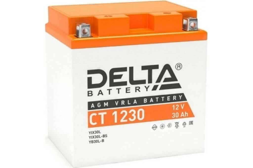 

Delta CT 1230 Стартерный аккумулятор AGM 12В (YTX30L, YТX30L-BS, YB30L-B)