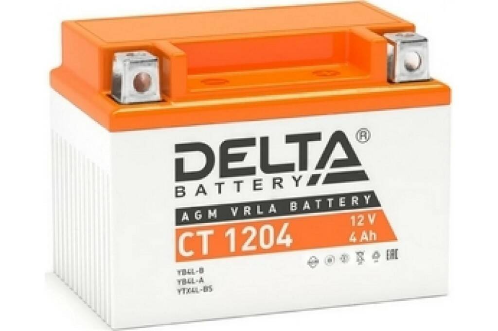 Delta CT 1204 Стартерный аккумулятор AGM 12В (YB4L-A, YB4L-B, YTX4L-BS)