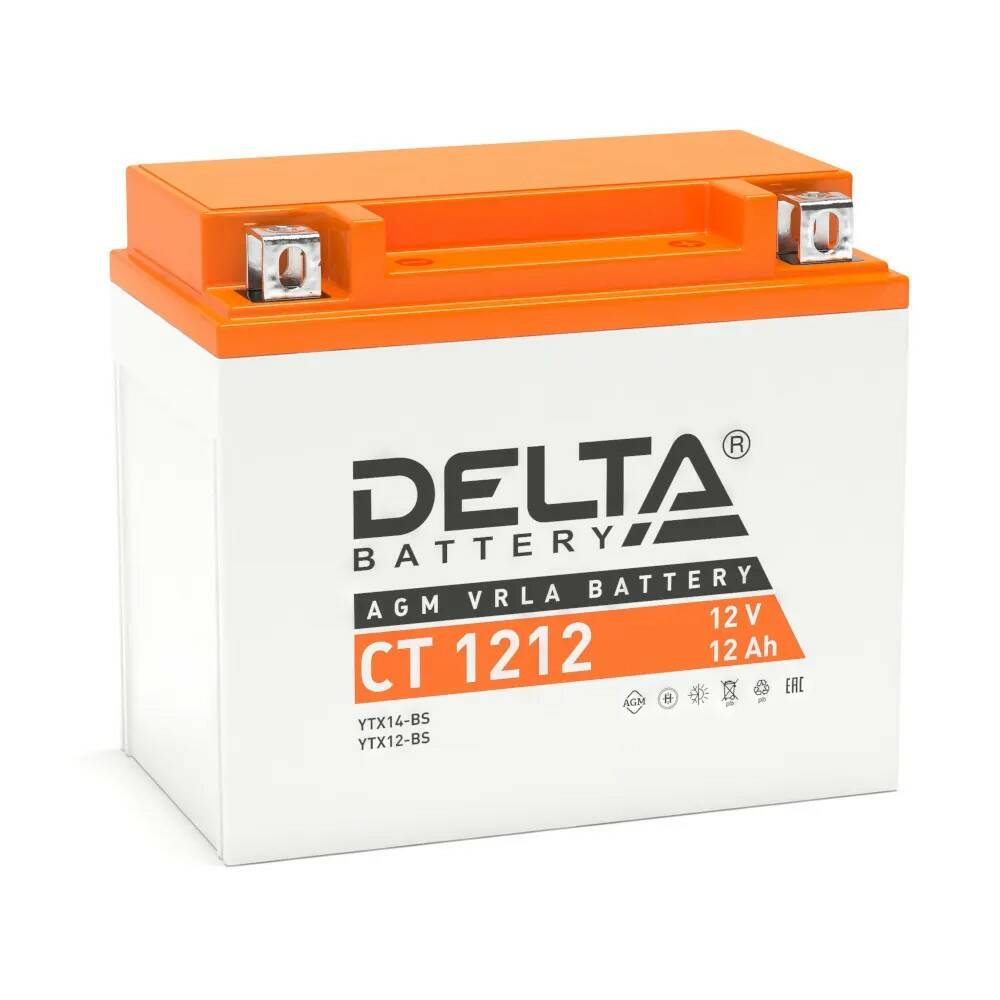 

Аккумулятор стартерный Delta CT 1212 - (YTX14-BS, YTX12-BS)