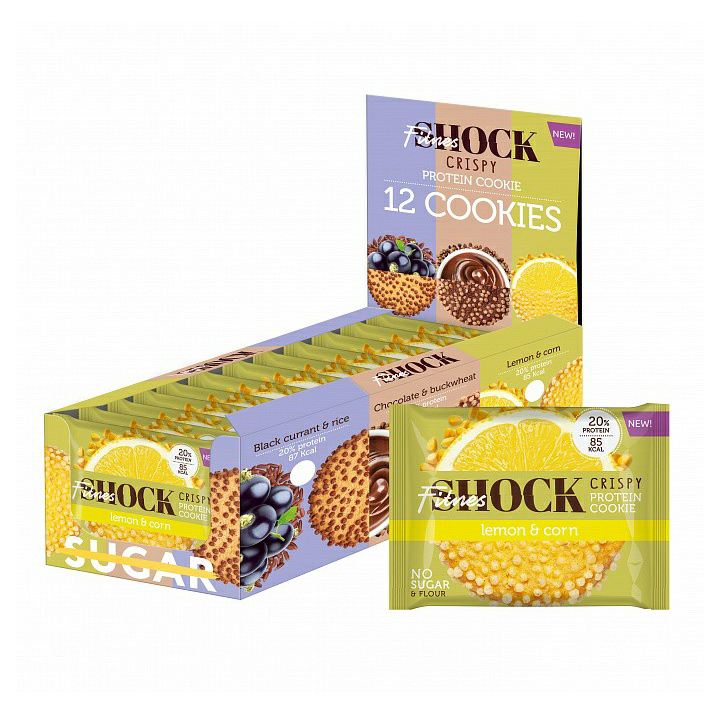

Печенье FitnesShock Crispy протеиновое неглазированное лимон-кукуруза 30 г