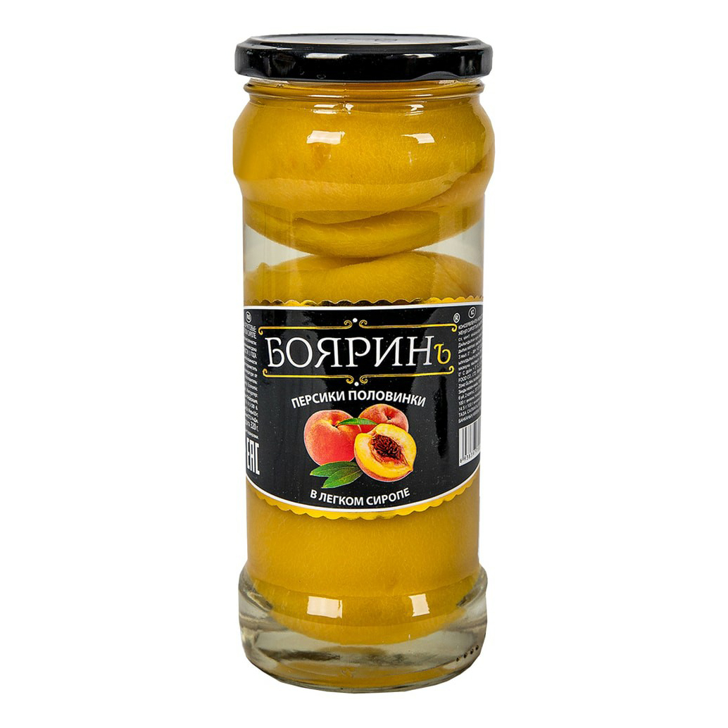 

Персики Бояринъ половинки в легком сиропе 580 мл