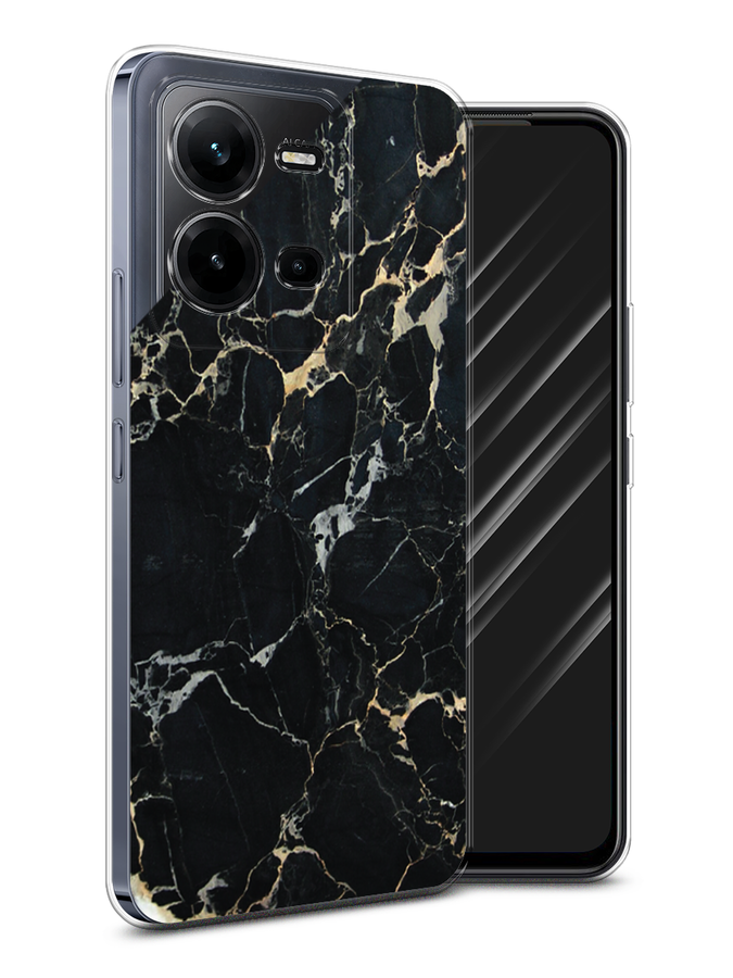 

Чехол Awog на Vivo V25e / Виво V25e "Черный мрамор уголок", Черный;золотистый