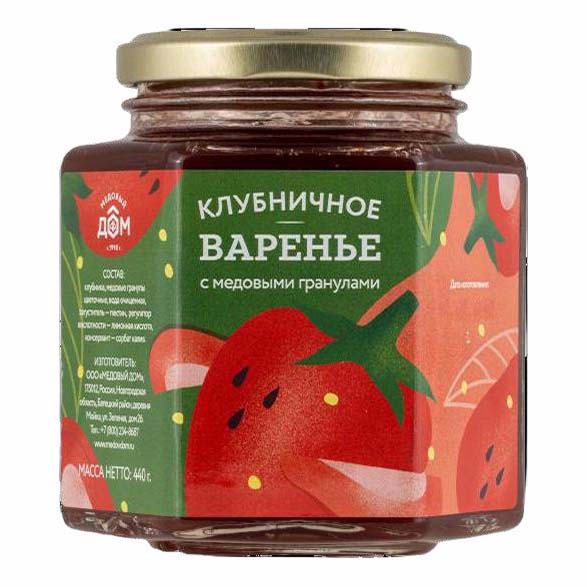 

Варенье Медовый дом клубничное с медовыми гранулами 440 г