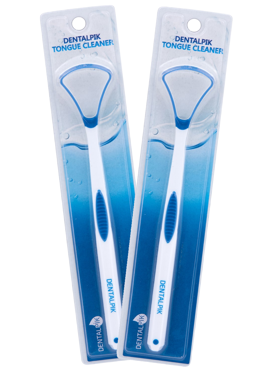 Скребок для языка Dentalpik Tongue Cleaner, синий 2 шт.