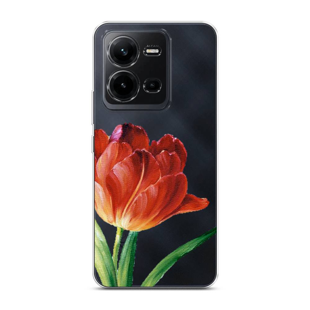 

Чехол Awog на Vivo V25e / Виво V25e "Красный тюльпан", Оранжевый;зеленый