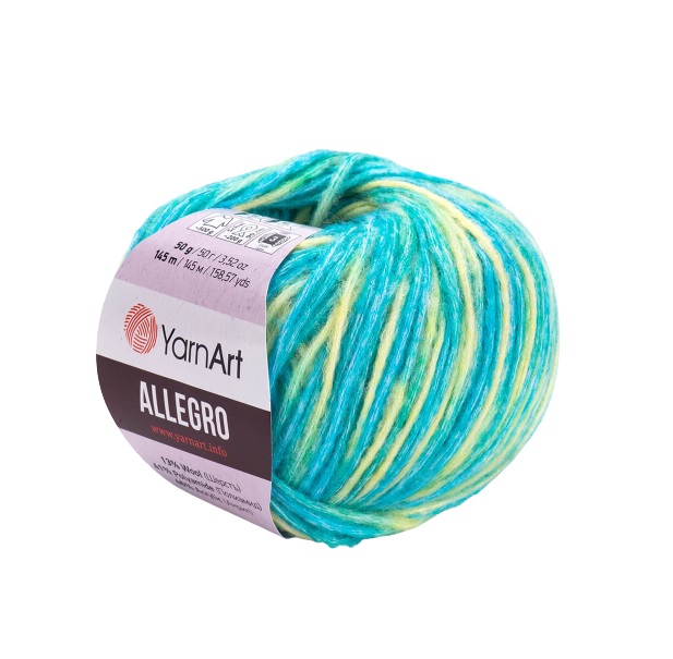 

Пряжа YarnArt 1132 Allegro 749 бирюза, зелень, желтый, Allegro