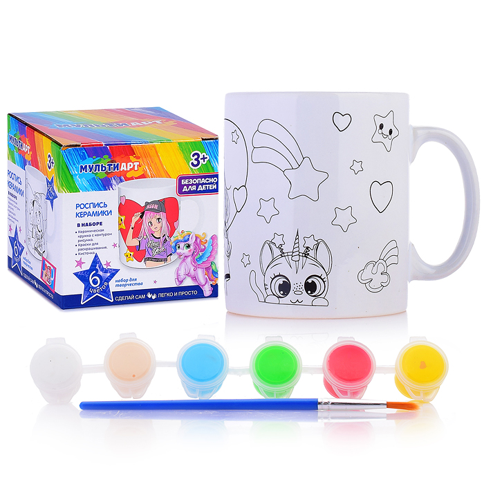 

Кружка для росписи Multi Art MUG-ANIME "Аниме" (краски, кисточка)
