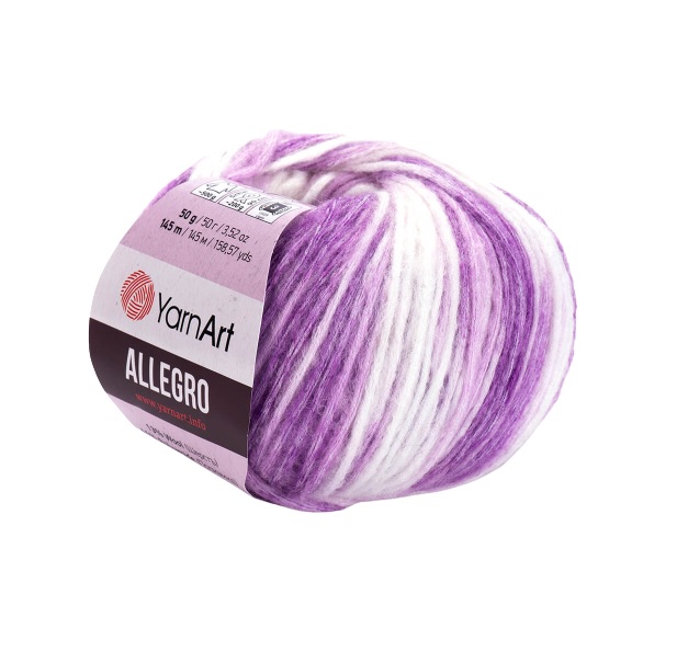 

Пряжа YarnArt 1133 Allegro 743 белый, сиреневый, светло сиреневый, Allegro