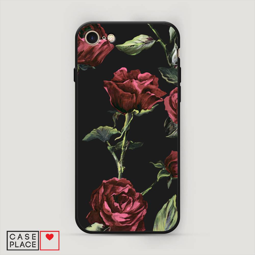 

Чехол Awog на Apple iPhone 8 / Айфон 8 "Бордовые розы фон", Красный, 10852-1