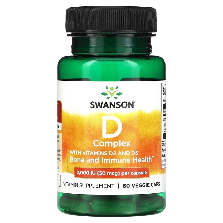 Витамины D2 и D3 SWANSON Vitamin D Complex with Vitamins D2&D3 капсулы 50 мкг 60 шт.