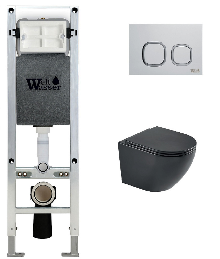 

Унитаз с инсталляцией WeltWasser AMBERG 350 ST + HEIMBACH 043 MT-BL + AMBERG RD-WT