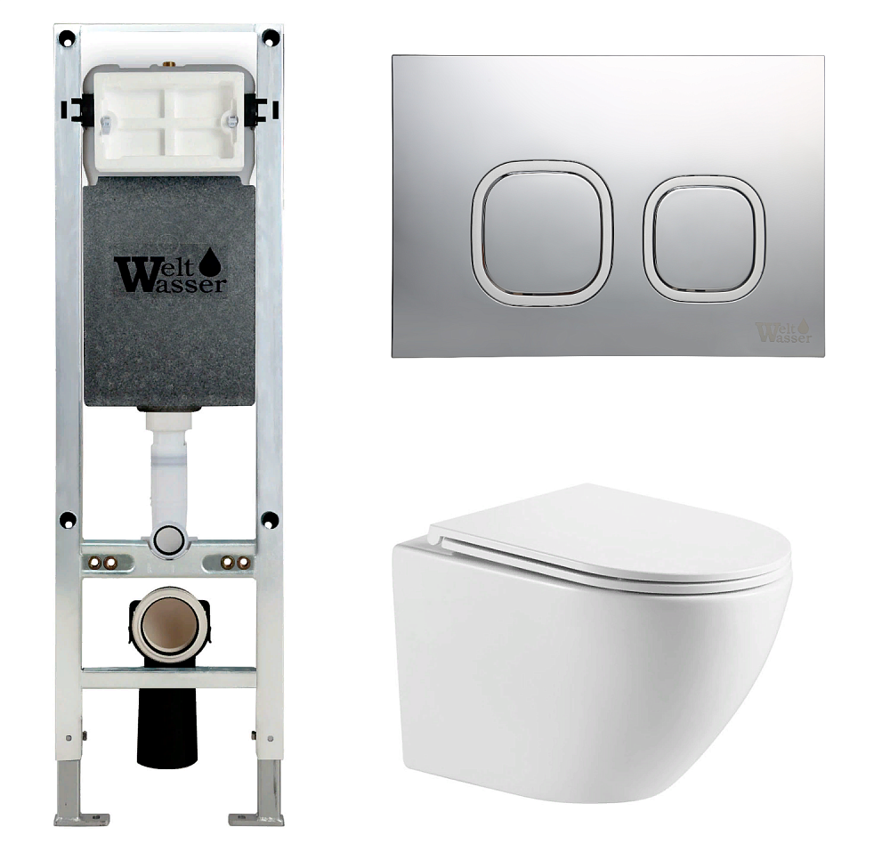 

Унитаз с инсталляцией WeltWasser AMBERG 350 ST + MERZBACH 041 XL GL-WT + AMBERG RD-MT CR
