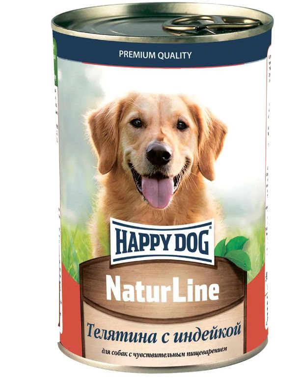 Корм консервированный для собак Happy Dog Телятина с индейкой 410г KPKO4627122741077 530₽