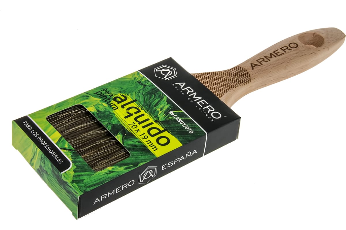 Кисть малярная для лаков и красок на основе растворителя ARMERO A801/070 кисть для эмалей и лаков акор 35 мм пластиковая ручка