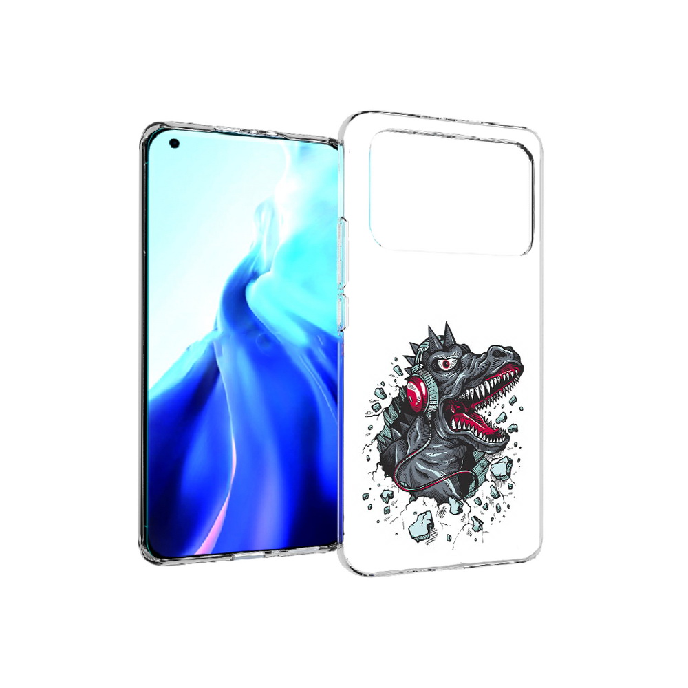 Чехол MyPads Tocco для Xiaomi Mi 11 Ultra Нарисованный динозавр в наушниках