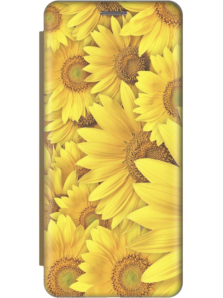 

Чехол-книжка на Vivo Y22 c принтом "Море подсолнухов" золотистый, Желтый;коричневый, 157809