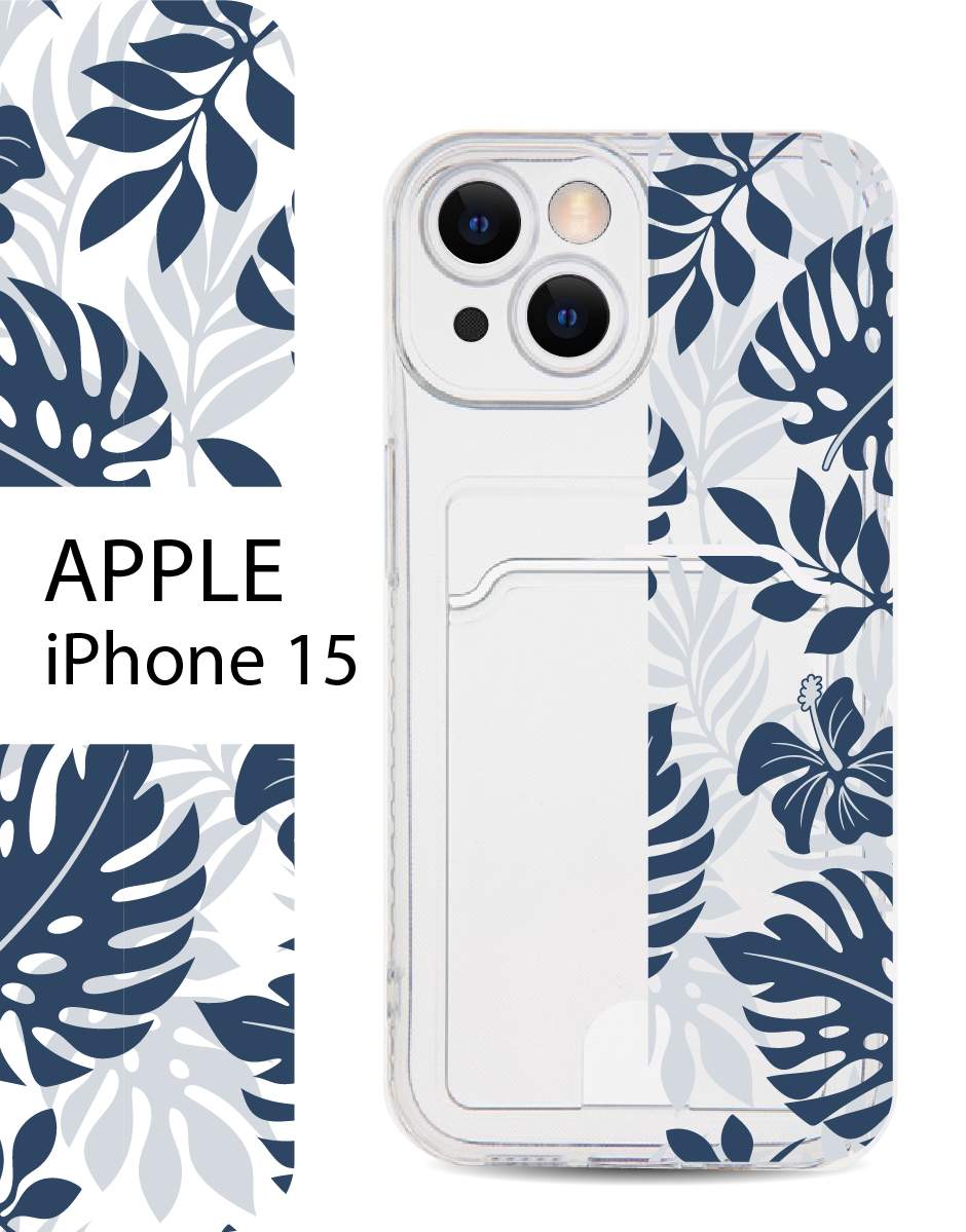 

Чехол на Apple iPhone 15 с карманом для банковской карты и принтом, Зеленый;черный, Apple iPhone 15