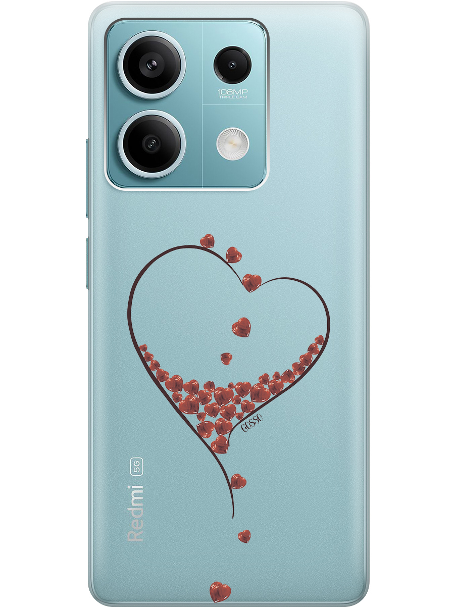 

Силиконовый чехол на Xiaomi Redmi Note 13 5g с рисунком "Little hearts" прозрачный, Прозрачный;черный, 20012075