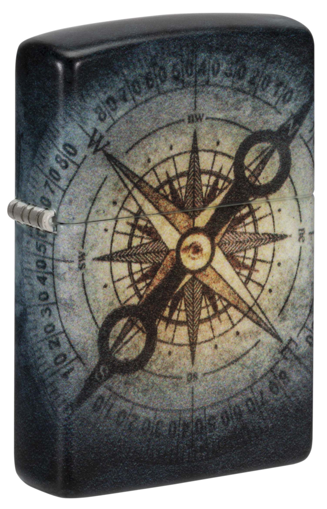 Зажигалка ZIPPO Compass Ghost, латунь/сталь, черная, 38x13x57 мм