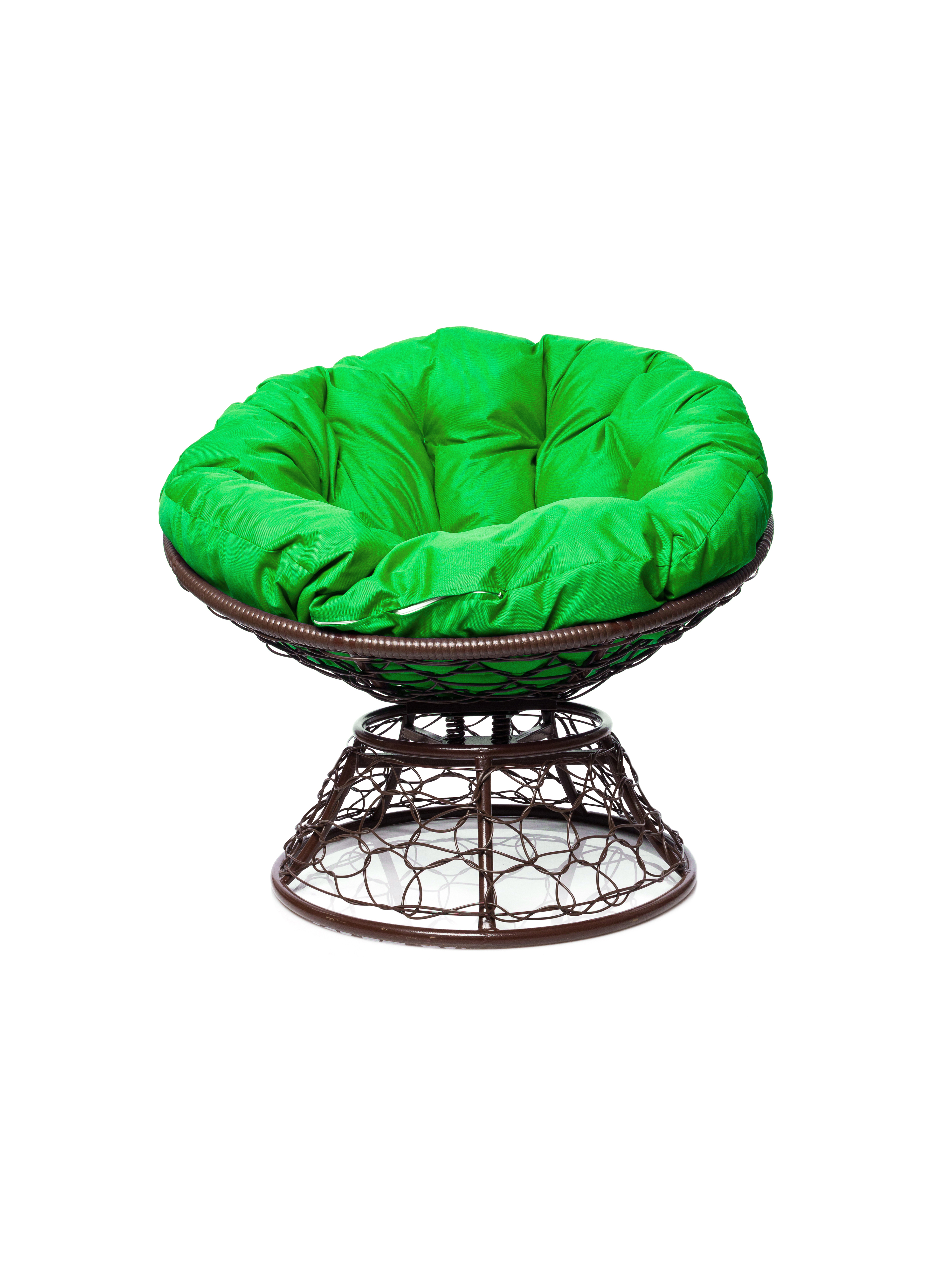 

Кресло Папасан с пружинкой с ротангом коричневое, зелёная подушка 23073496, Зеленый, Кресло Папасан с пружинкой с ротангом