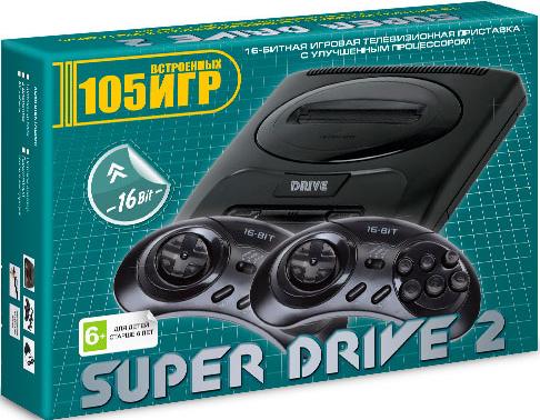 Игровая приставка 16 bit Super Drive 2 Classic (105 в 1) Green box + 2 геймпада